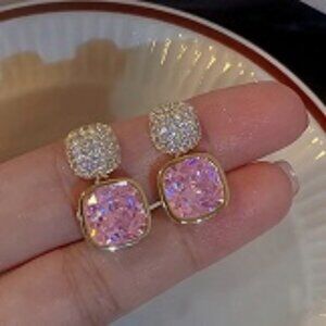 Rovog Pink And White Rhinestone Earrings NIP